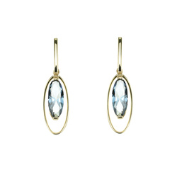 Gold earrings with london blue topaz