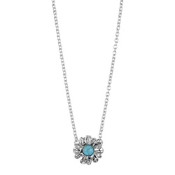 Silver necklace with turquoise - daisy