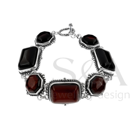 Silver bracelet with amber