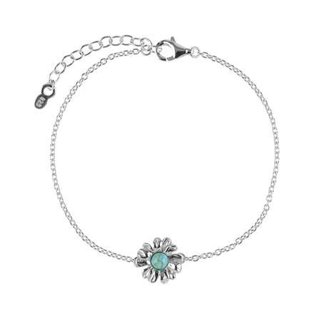 Silver bracelet with turquoise - daisy