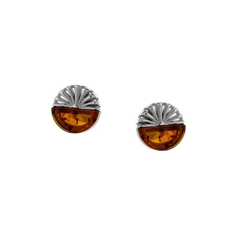 Silver earrings with amber