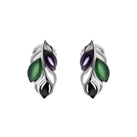 Silver earrings with amber
