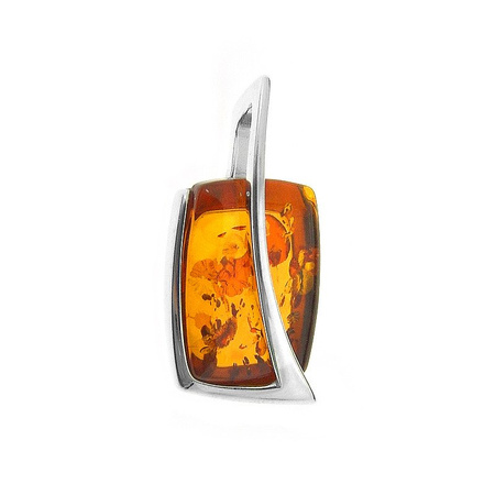 Silver pendant with amber