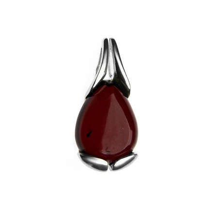 Silver pendant with amber