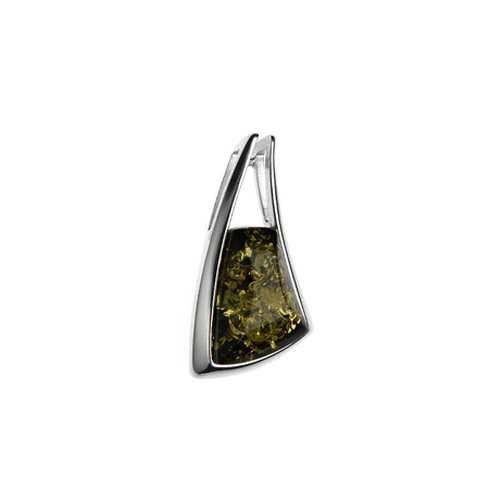 Silver pendant with amber