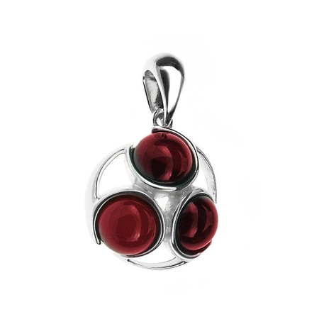Silver pendant with amber