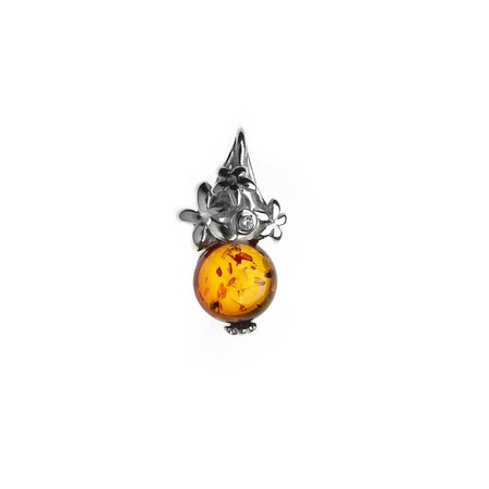 Silver pendant with amber