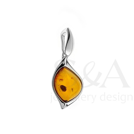 Silver pendant with amber