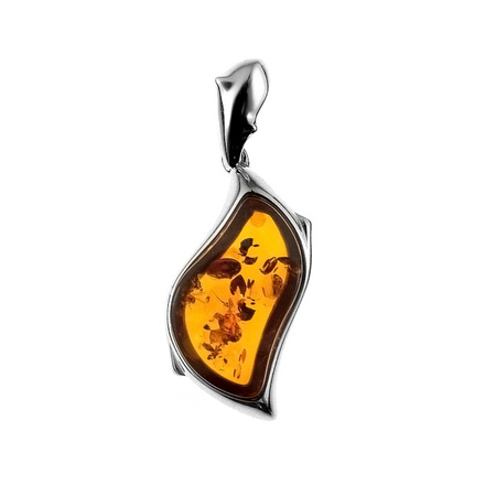 Silver pendant with amber