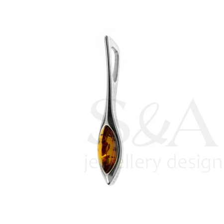Silver pendant with amber