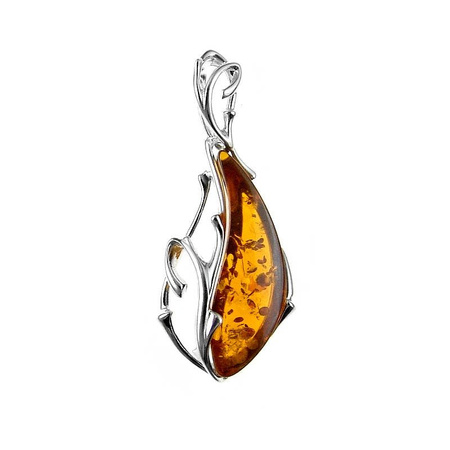 Silver pendant with amber