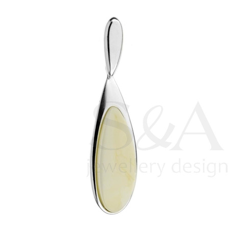 Silver pendant with amber