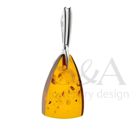 Silver pendant with amber