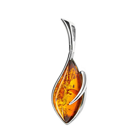 Silver pendant with amber