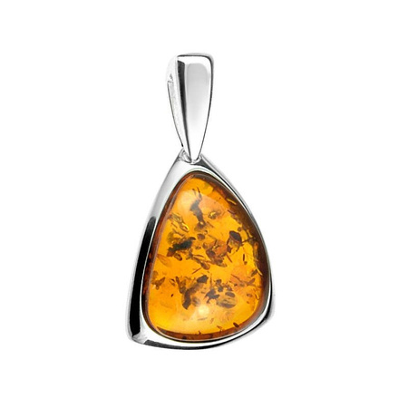 Silver pendant with amber