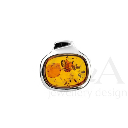 Silver pendant with amber