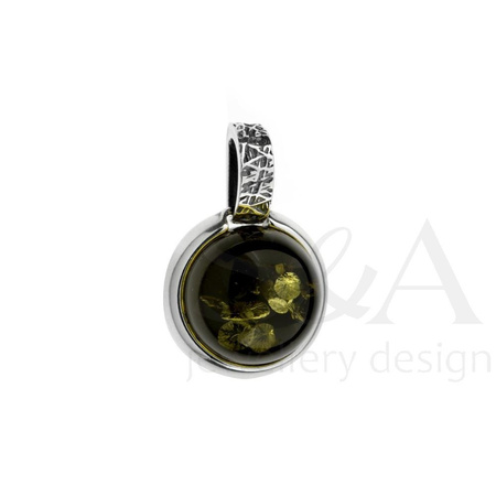 Silver pendant with amber