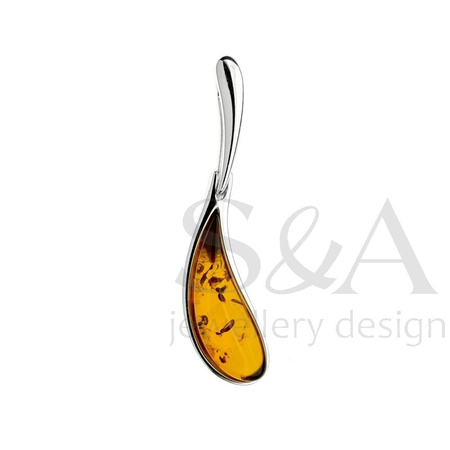Silver pendant with amber