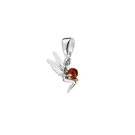 Silver pendant with amber