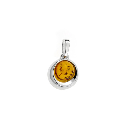 Silver pendant with amber