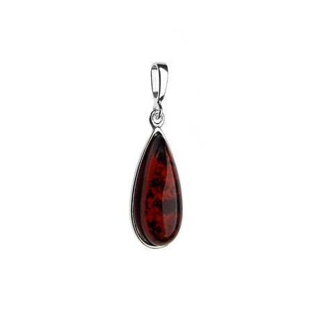 Silver pendant with amber