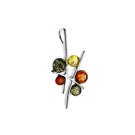 Silver pendant with amber
