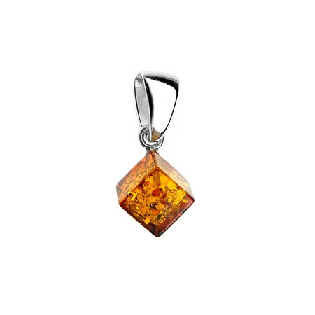 Silver pendant with amber
