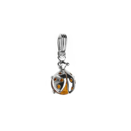 Silver pendant with amber