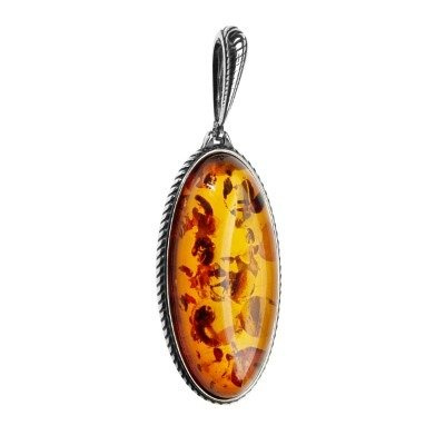 Silver pendant with amber