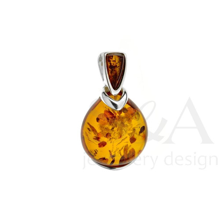 Silver pendant with amber