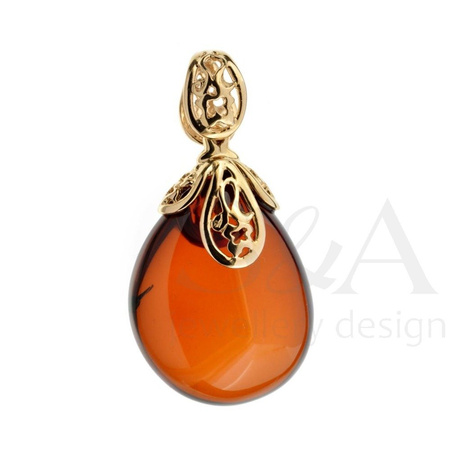 Silver pendant with amber