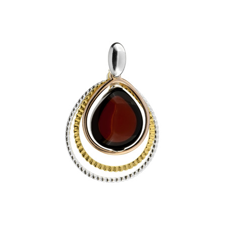 Silver pendant with amber