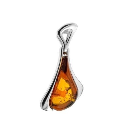 Silver pendant with amber