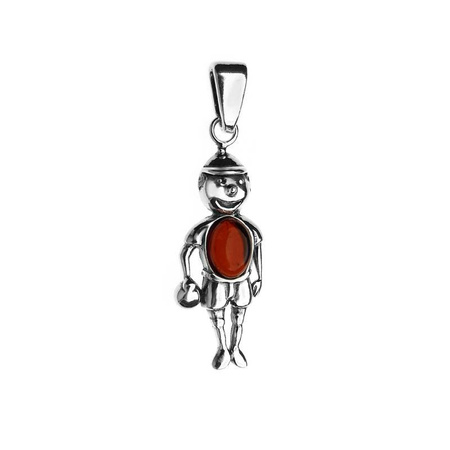 Silver pendant with amber