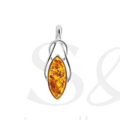 Silver pendant with amber