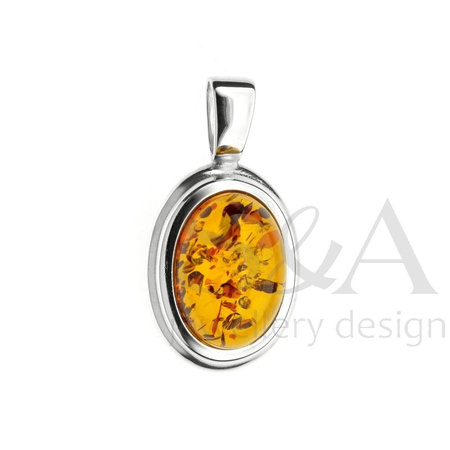 Silver pendant with amber