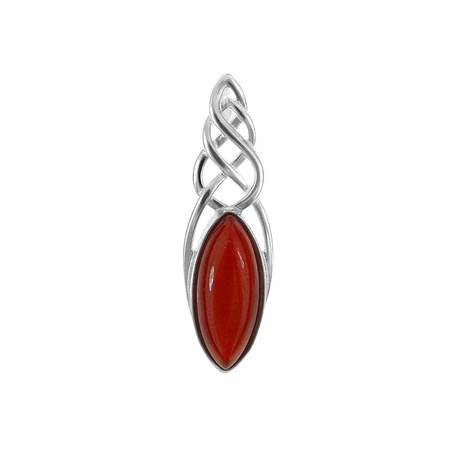 Silver pendant with amber
