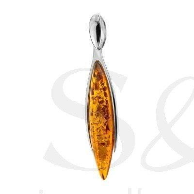 Silver pendant with amber