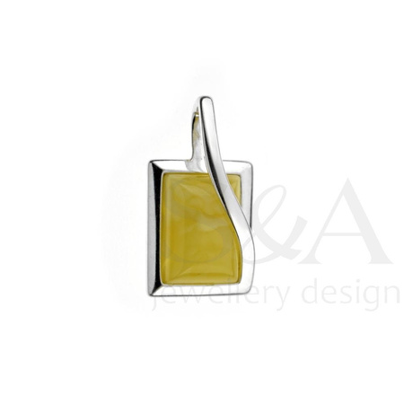 Silver pendant with amber