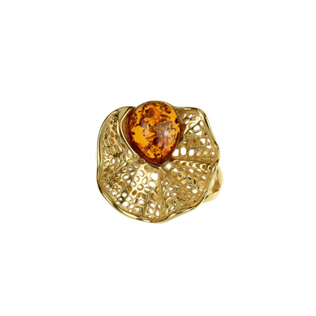 Silver ring with amber