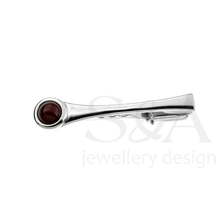 Silver tie clip with amber