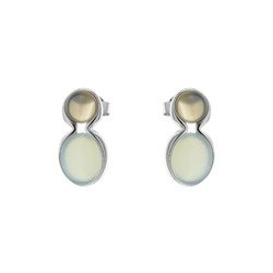 Silver earrings with agate aqua and  gray agate