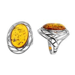 Silver ring with amber