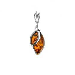 Silver pendant with amber