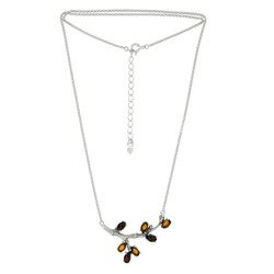Silver necklace with amber