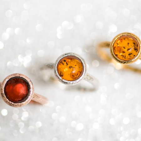 Silver ring with amber