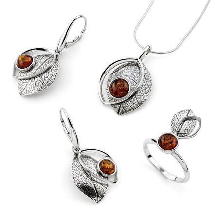 Silver ring with amber