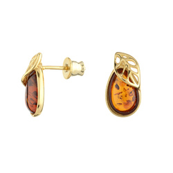 Silver earrings with amber