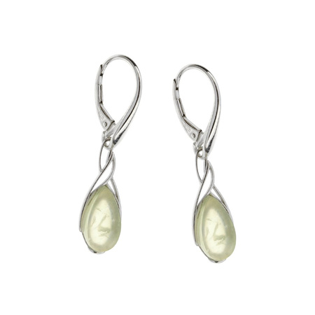 Silver earrings with prehnit