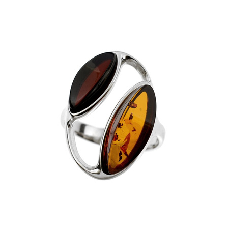 Silver ring with amber